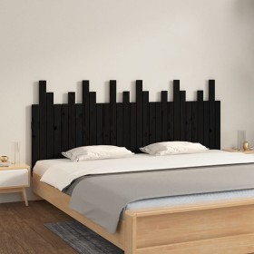 Cabecero de cama de pared madera maciza pino negro 185x3x80 cm de vidaXL, Cabeceros y pies de cama - Ref: Foro24-824817, Prec...