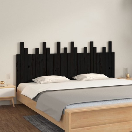 Solid black pine wood wall bed headboard 185x3x80 cm by vidaXL, Headboards and footboards - Ref: Foro24-824817, Price: 109,89...