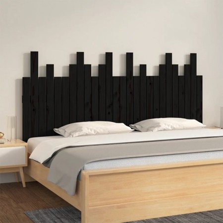 Cabecero de cama de pared madera maciza pino negro 166x3x80 cm de vidaXL, Cabeceros y pies de cama - Ref: Foro24-824812, Prec...