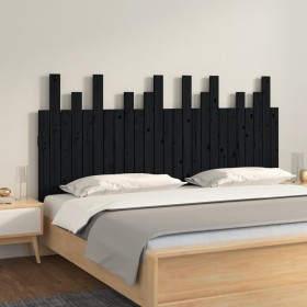 Cabecero de cama de pared madera maciza pino negro 159,5x3x80cm de vidaXL, Cabeceros y pies de cama - Ref: Foro24-824802, Pre...