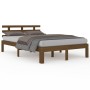 Estructura de cama doble madera maciza marrón miel 135x190 cm de vidaXL, Camas y somieres - Ref: Foro24-814732, Precio: 141,4...