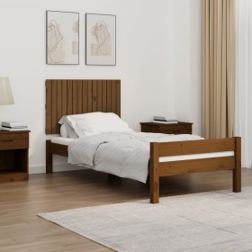 Cabecero cama pared madera maciza pino marrón miel 95,5x3x60 cm de vidaXL, Cabeceros y pies de cama - Ref: Foro24-824836, Pre...