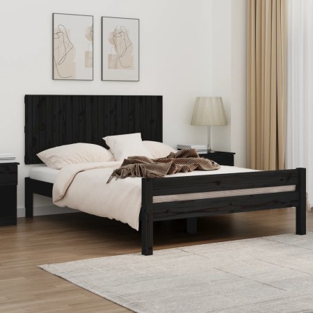 Cabecero de cama de pared madera maciza pino negro 140x3x60 cm de vidaXL, Cabeceros y pies de cama - Ref: Foro24-824872, Prec...