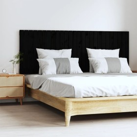 Cabecero de cama de pared madera maciza pino negro 166x3x60 cm de vidaXL, Cabeceros y pies de cama - Ref: Foro24-824862, Prec...