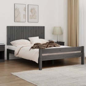 Wandbett-Kopfteil aus massivem Kiefernholz in Grau, 140 x 3 x 60 cm von vidaXL, Kopf- und Fußteile - Ref: Foro24-824870, Prei...