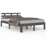 Gray solid wood bed frame 140x190 cm by vidaXL, Beds and slatted bases - Ref: Foro24-814736, Price: 127,88 €, Discount: %