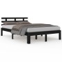 Black solid wood bed frame 140x190 cm by vidaXL, Beds and slatted bases - Ref: Foro24-814738, Price: 128,74 €, Discount: %