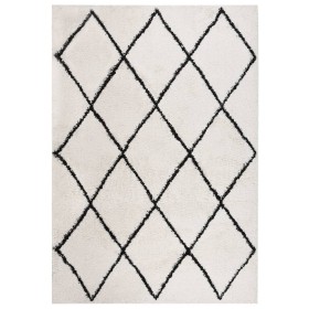 Alfombra de pelo largo negro y crema 140x200 cm de vidaXL, Alfombras - Ref: Foro24-342148, Precio: 63,04 €, Descuento: %