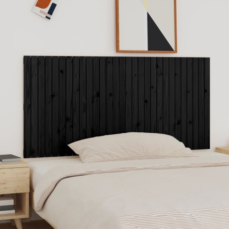 Cabecero de cama de pared madera maciza pino negro 185x3x90 cm de vidaXL, Cabeceros y pies de cama - Ref: Foro24-824917, Prec...