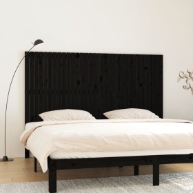 Cabecero de cama pared madera maciza pino negro 204x3x110 cm de vidaXL, Cabeceros y pies de cama - Ref: Foro24-824932, Precio...