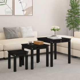 Stackable tables 3 pieces solid black pine wood by vidaXL, Side tables - Ref: Foro24-824977, Price: 62,99 €, Discount: %