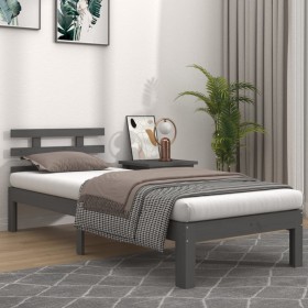 Estructura de cama madera maciza gris 100x200 cm de vidaXL, Camas y somieres - Ref: Foro24-814746, Precio: 95,99 €, Descuento: %