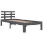 Gray solid wood bed frame 100x200 cm by vidaXL, Beds and slatted bases - Ref: Foro24-814746, Price: 95,31 €, Discount: %