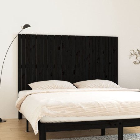 Cabecero de cama pared madera maciza pino negro 185x3x110 cm de vidaXL, Cabeceros y pies de cama - Ref: Foro24-824967, Precio...