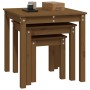 Stackable tables, set of 3, made of solid pine wood in honey brown color. by vidaXL, Side tables - Ref: Foro24-824976, Price:...