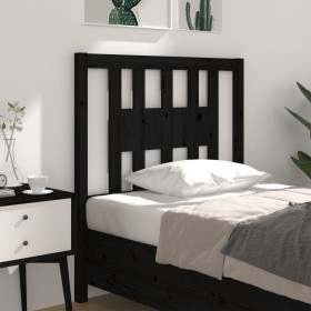 Solid pine wood headboard in black 81x4x100 cm by vidaXL, Headboards and footboards - Ref: Foro24-818649, Price: 27,99 €, Dis...