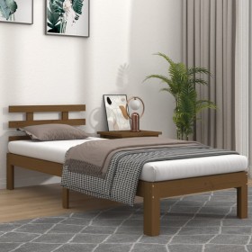 Honey brown solid wood bed frame 100x200 cm by vidaXL, Beds and slatted bases - Ref: Foro24-814747, Price: 96,49 €, Discount: %