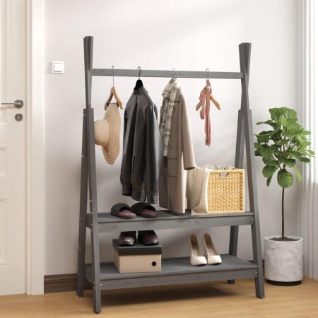 Solid gray pine wood coat rack 100x45.5x150 cm by vidaXL, Hat and coat racks - Ref: Foro24-824990, Price: 123,48 €, Discount: %