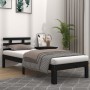 Black solid wood bed frame 100x200 cm by vidaXL, Beds and slatted bases - Ref: Foro24-814748, Price: 88,11 €, Discount: %