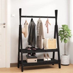 Solid black pine wood coat rack 100x45.5x150 cm by vidaXL, Hat and coat racks - Ref: Foro24-824992, Price: 104,91 €, Discount: %