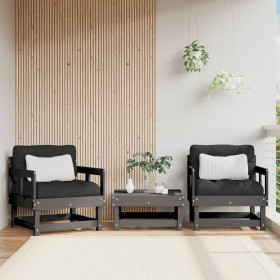 Sillones de jardín con cojines 2 uds madera maciza de pino gris de vidaXL, Sofás modulares de exterior - Ref: Foro24-825445, ...