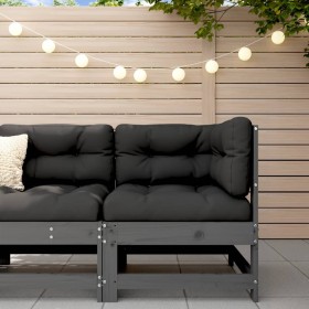 Corner sofa with solid gray pine wood cushions by vidaXL, Modular outdoor sofas - Ref: Foro24-825543, Price: 118,99 €, Discou...