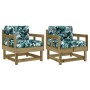 Garden armchairs with cushions 2 units pine wood treated with preservatives by vidaXL, Modular outdoor sofas - Ref: Foro24-82...