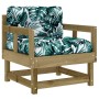 Garden armchairs with cushions 2 units pine wood treated with preservatives by vidaXL, Modular outdoor sofas - Ref: Foro24-82...