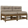 Central sofas with 2 pine wood honey brown cushions by vidaXL, Modular outdoor sofas - Ref: Foro24-825579, Price: 151,98 €, D...