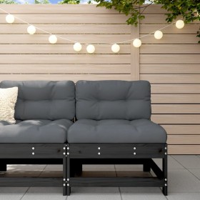 Central sofa with solid black pine wood cushions by vidaXL, Modular outdoor sofas - Ref: Foro24-825552, Price: 74,99 €, Disco...