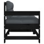 Garden armchair with solid black pine wood cushions by vidaXL, Modular outdoor sofas - Ref: Foro24-825573, Price: 105,69 €, D...