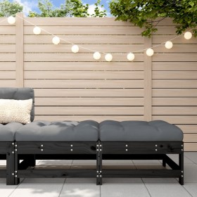 Gartenhocker mit Kissen 2 Stk. massives Kiefernholz schwarz von vidaXL, Modulare Sofas für den Außenbereich - Ref: Foro24-825...