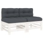 Central sofas with cushions 2 pcs solid white pine wood by vidaXL, Modular outdoor sofas - Ref: Foro24-825689, Price: 139,46 ...