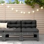 Central sofas with cushions 2 pcs solid gray pine wood by vidaXL, Modular outdoor sofas - Ref: Foro24-825690, Price: 155,17 €...