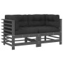 Corner sofas with 2 solid pine wood gray cushions by vidaXL, Modular outdoor sofas - Ref: Foro24-825683, Price: 174,24 €, Dis...