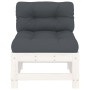 Central sofa with solid white pine wood cushions by vidaXL, Modular outdoor sofas - Ref: Foro24-825661, Price: 83,32 €, Disco...