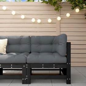 Corner sofa with solid black pine wood cushions by vidaXL, Modular outdoor sofas - Ref: Foro24-825657, Price: 91,99 €, Discou...