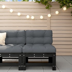 Central sofa with solid black pine wood cushions by vidaXL, Modular outdoor sofas - Ref: Foro24-825664, Price: 75,99 €, Disco...