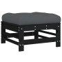 Garden stool with cushion solid black pine wood by vidaXL, Modular outdoor sofas - Ref: Foro24-825671, Price: 62,99 €, Discou...