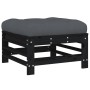 Garden stool with cushion solid black pine wood by vidaXL, Modular outdoor sofas - Ref: Foro24-825671, Price: 62,99 €, Discou...