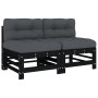 Central sofas with cushions 2 pcs solid black pine wood by vidaXL, Modular outdoor sofas - Ref: Foro24-825692, Price: 139,46 ...