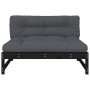 Central sofa solid black pine wood 120x80 cm by vidaXL, Modular outdoor sofas - Ref: Foro24-825734, Price: 131,26 €, Discount: %