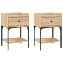 Bedside table 2 units engineered wood Sonoma oak 40.5x31x60 cm by vidaXL, Nightstands - Ref: Foro24-825896, Price: 66,99 €, D...