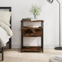 Smoked oak engineered wood bedside table 40x42x55 cm by vidaXL, Nightstands - Ref: Foro24-826077, Price: 50,99 €, Discount: %