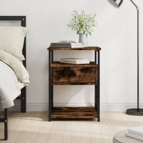 Smoked oak engineered wood bedside table 40x42x55 cm by vidaXL, Nightstands - Ref: Foro24-826077, Price: 50,28 €, Discount: %