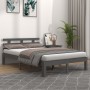 Gray solid wood bed frame 200x200 cm by vidaXL, Beds and slatted bases - Ref: Foro24-814776, Price: 177,77 €, Discount: %