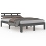 Gray solid wood bed frame 200x200 cm by vidaXL, Beds and slatted bases - Ref: Foro24-814776, Price: 177,77 €, Discount: %