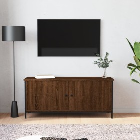 Mueble TV con puertas contrachapada marrón roble 102x35x45 cm de vidaXL, Muebles TV - Ref: Foro24-826294, Precio: 59,48 €, De...