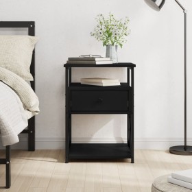 Black engineered wood nightstand 40x42x55 cm by vidaXL, Nightstands - Ref: Foro24-826073, Price: 52,57 €, Discount: %