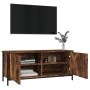 Mueble TV con puertas contrachapada roble ahumado 102x35x45 cm de vidaXL, Muebles TV - Ref: Foro24-826292, Precio: 64,13 €, D...